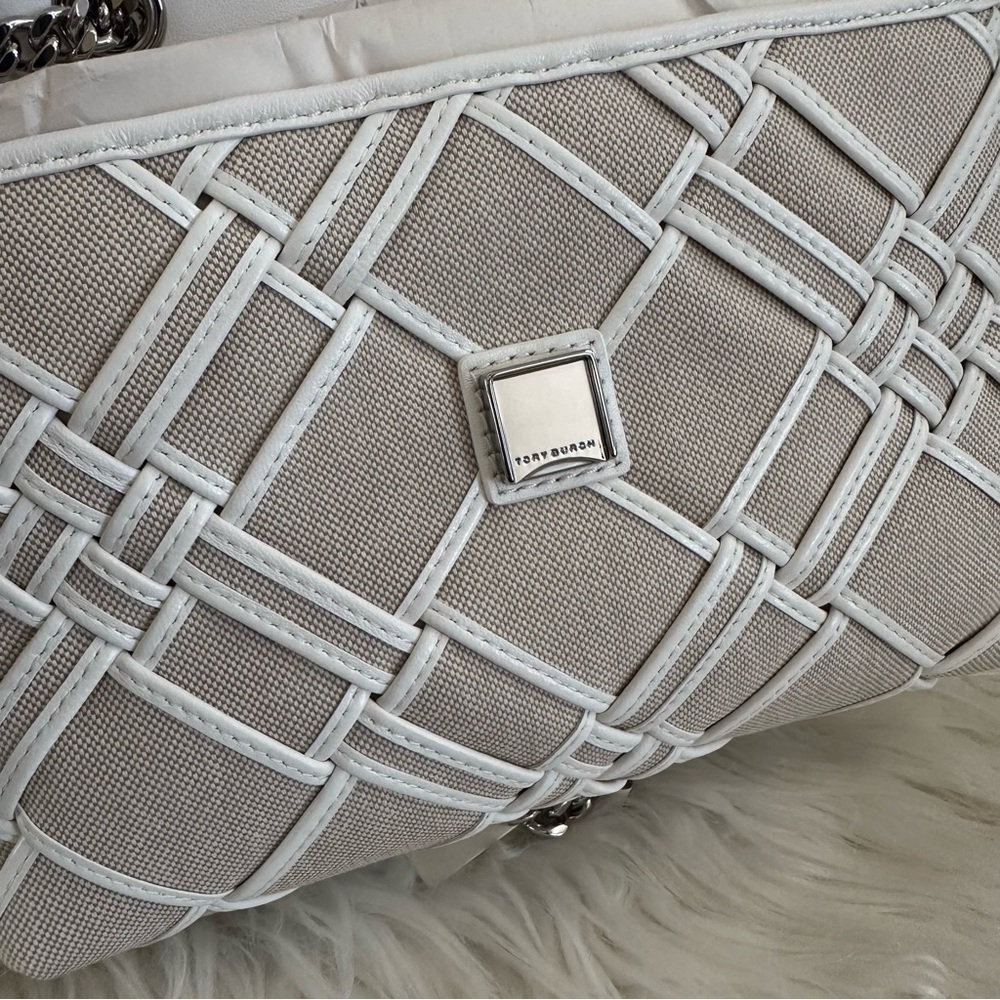 Tory Burch Kira Small Woven Canvas Convertible Shoulder Bag - Picture 17 of 17